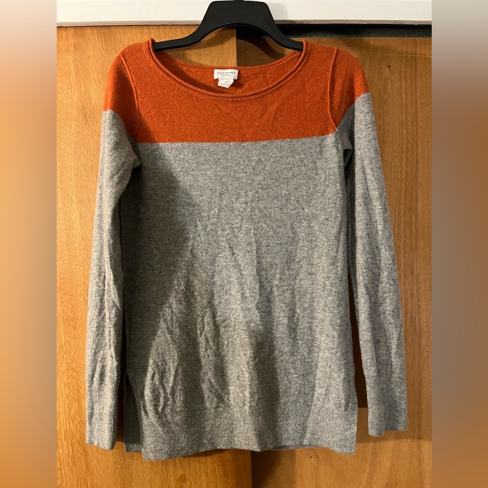 Club Monaco Orange and Gray Colorblock Sweater